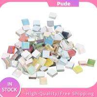 PUDE 200pcs กระจกสำหรับผู้หญิง กระเบื้องโมเสคคริสตัล ผสมสี สี่เหลี่ยมสี่เหลี่ยม งานฝีมือกระเบื้องศิลปะ งานฝีมืองานประดิษฐ์ 0.39นิ้วค่ะ กระเบื้องโมเสคแก้ว สำหรับศิลปะทำด้วยมือ