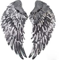 Wings Sequins Patches Silver Applique Wing Applique Iron On Wings Patches for Clothes Jackets Jeans Dress Hat DIY  Furniture Protectors  Replacement P