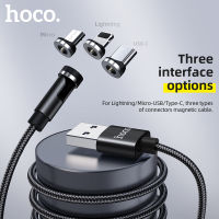 HOCO U94 3 In 1สายแม่เหล็ก360 หมุนแม่เหล็กสายชาร์จประเภท-C/ไมโครUSB/ไฟสำหรับiPhone Samsung Oppo Huaiwei