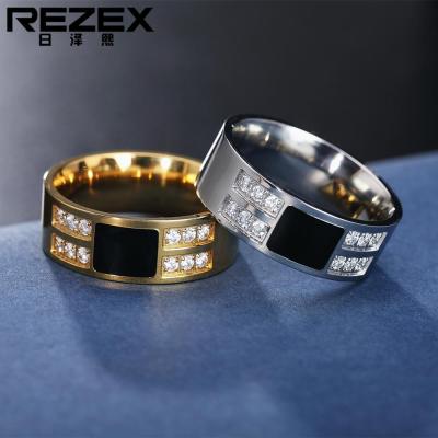 REZEX เครื่องประดับแฟชั่นแหวนผู้ชายเหล็กไทเทเนียม