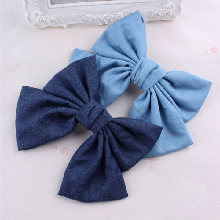 maxsiti-u-custom-barrettes-solid-denim-bowknot-hairpin-for-women-girl-spring-and-autumn-simple-fashion-headwear-hair-accessories