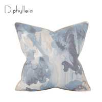 Diphylleia Decorative Throw Pillow Covers Abstract Watercolor Ink Painting Pattern Jacquard Modern Luxury Cushion Case 45x45cm