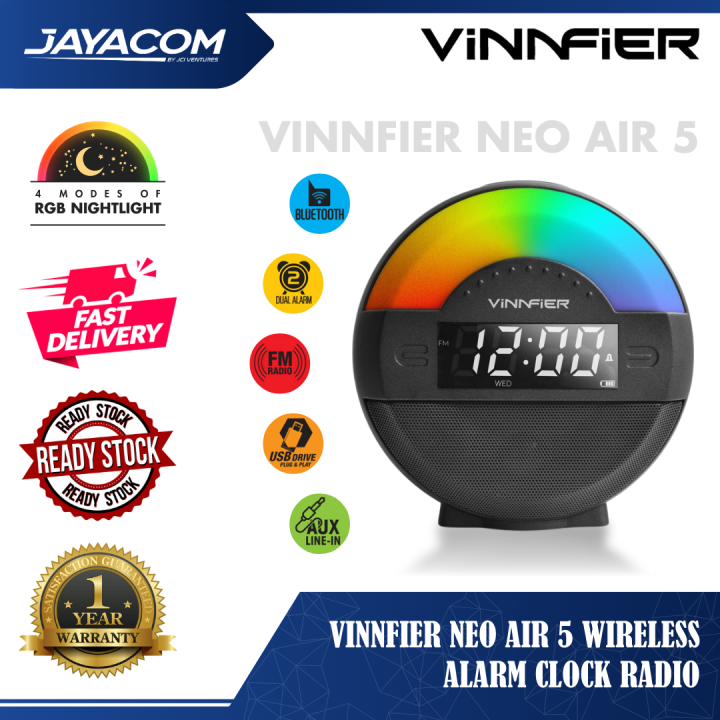 Vinnfier Neo Air 5 Wireless Alarm Clock Radio (Bluetooth / USB / FM
