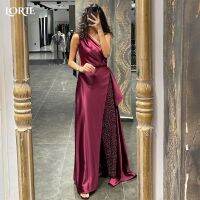 ✢✿۞ LORIE Elegant Mermaid Evening Dresses One Shoulder White Dot Shiny Satin Backless Prom Dress Saudi Arabia Dubai Party Gowns 2023