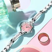 2021 New Arrival Fashion Rose&amp;Bee Rhinestones Women Wristwatches Silver Pink Japan Quartz Ladies Waterproof Bracelets Watches