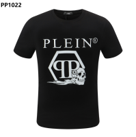 ที่มีคุณภาพสูงผู้ชาย Philipp Plein พิมพ์กะโหลกกระดูกจดหมายผ้าฝ้ายแขนสั้นเสื้อยืด PP เสื้อเย็นประเดิม