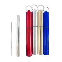 Portable Stainless Steel Telescopic Drinking Straw Travel Straw Reusable Straw with 1 Brush and Carry Case Specialty Glassware