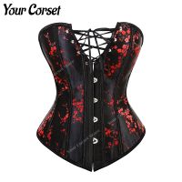 【LZ】❡❁✼  Floral espartilho lingerie para mulher ameixa jacquard bustier topos renaissance espartilho alças longas rendas corset superior plus size