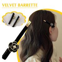 Velvet Barrette Flower Velvet Hairpin Womens Fashion Accessories Black Headwear Hair Clip Side H4T4