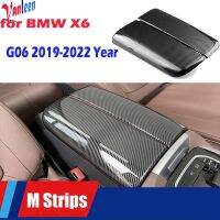 กล่องที่พักแขนที่นั่งฝาครอบป้องกันรถคาร์บอนไฟเบอร์ช่องพักแขนปกสำหรับ Bmw X6 G06 2019 2020 2021 2023 2022