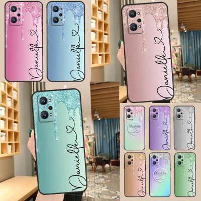 PERSONALISED initials name marbled For Realme 8 7 9 Pro 8i 9i Q3s C11 C21 C15 C31 C35 C25 S C21Y C25Y GT Neo 3 2 2T 3T Case Electrical Connectors