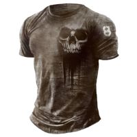 2023 NewVintage Men S Skull เสื้อยืดฤดูร้อน3d พิมพ์ Streetwear 6xl เสื้อแขนสั้น Tees เสื้อยืดขนาดใหญ่สำหรับชายเสื้อผ้า Camiseta