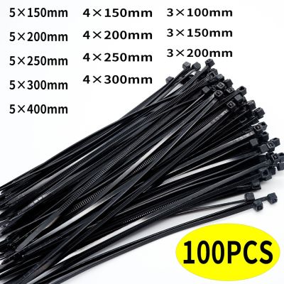 100Pcs/Bag Cable Ties Self-locking Plastic Fixing Straps Nylon Black Wire Cables Organizer Industrial Cable Ties Fastening Ring