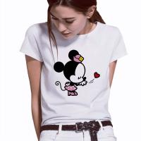 Disney T เสื้อผู้หญิงสั้นแขนเสื้อ O คอหลวม Minnie Mouse พิมพ์ Tshirt สุภาพสตรีสาวฤดูร้อน Tee เสื้อ Camisetas mujer S-5XL