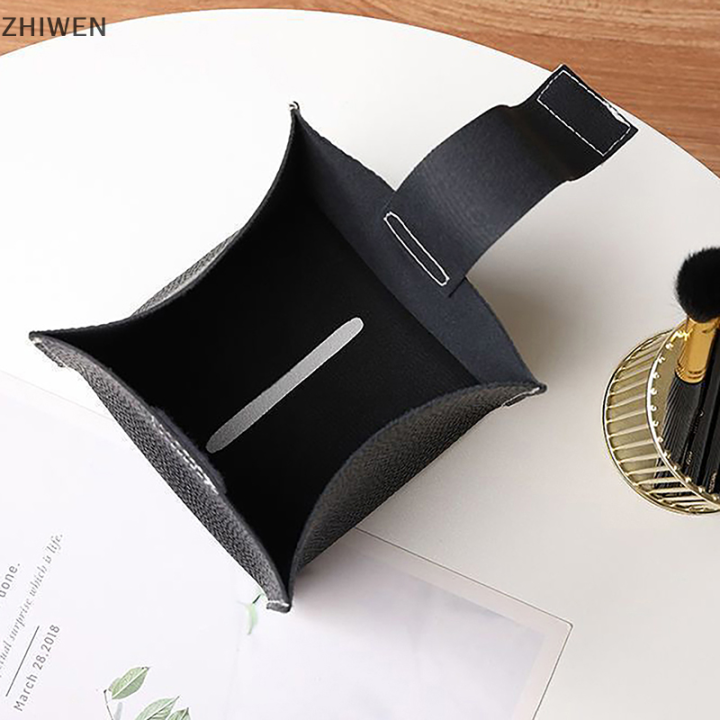 zhiwen-ที่ใส่ที่คลุมกล่องกระดาษทิชชู่สี่เหลี่ยมห่วงรัดขาสะท้อนแสงด้วยที่จัดระเบียบตกแต่งหนัง-pu-สำหรับโต๊ะห้องน้ำสำนักงาน