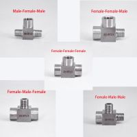 1/8 1/4 3/8 1/2 BSP NPT Female Male Tee 3 Ways 304 Stainless Steel Pipe Fitting Connector Splitter Block High Pressure