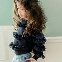 เสื้อแขนยาวแต่งระบาย Girls Ruffles T-Shirt Cotton Long Sleeve Sweatshirt