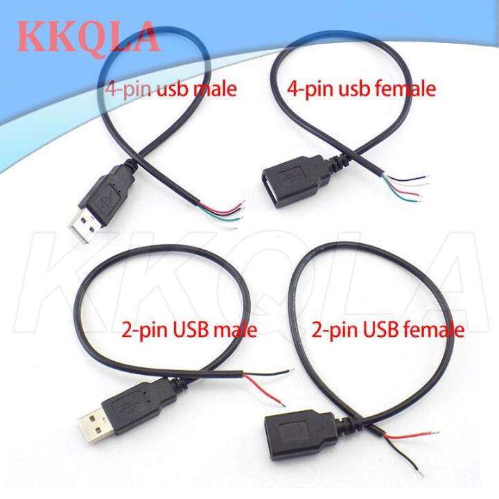 qkkqla-2-pin-4-pin-wire-line-micro-usb-diy-2-0-male-to-female-type-c-c-charger-wire-power-supply-connector-extension-repairing-cable