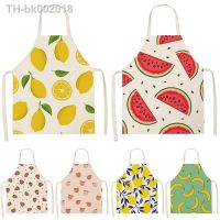 ™◐ Summer Fruit Pattern Kitchen Apron For Women Cotton Linen Adult Bib Household Cleaning Pinafore Home Cooking Apron Accessories