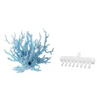 1 Pcs Aquarium Fish Tank Light Blue Artificial Plastic Coral Decor &amp; 1 Pcs 8-Way Aquarium Tube Splitter Air Valve