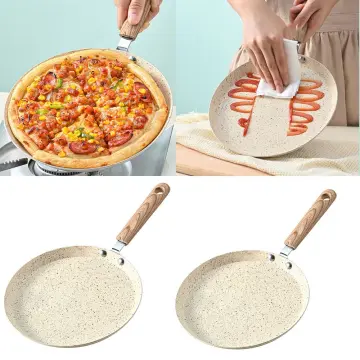 Crepe Pan, Pancake Pan, Dosa Tawa Pan Nonstick Flat Griddle Frying Skillet  Pan with Granite Coating & Solid Wood Handle for Omelette, Tortillas,  Induction Compatible, 10 Inch 