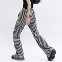 Simon Casual Straight Pants 90S 00S Vintage Women Drawstring Low Rise Striped Print Pants Lounge Long Trousers Streetwear