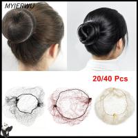 MYIERWU 20/40 Pcs แฟชั่นผู้หญิง เครื่องประดับผม เครื่องมือจัดแต่งทรงผม ขนมปังหน้าปก ตาข่ายคลุมผมที่มองไม่เห็น บัลเล่ต์ Snood ตาข่ายวิกผมตาข่าย