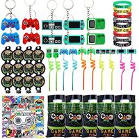 FANGLELAND 102 Boys Favorite Video Game Party, Keychain Game Party Decoration, Straw, Hair Dryer, Game Goodie Bag, Upgraded Theme Party Supplies