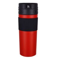 480Ml Thermal Coffee Cup Double Wall Thermos Cup Portable Couple Water Cup Smart Temperature Display Stainless Steel Mug Insulated Bottle Home Office Drinkware Red