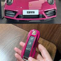 ✚ஐ♗ Starlight ruby ​​red new Porsche key shell buckle Cayenne Panamera 911Macan718 car modification