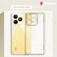 NIWINEE เคสโทรศัพท์เนื้อนิ่ม TPU เคลือบผิวแบบตรงขอบสี่เหลี่ยมใสสำหรับ Realme C53เคสโทรศัพท์แบบใสพร้อมเลนส์กล้องเคสกันกระแทกขายดี