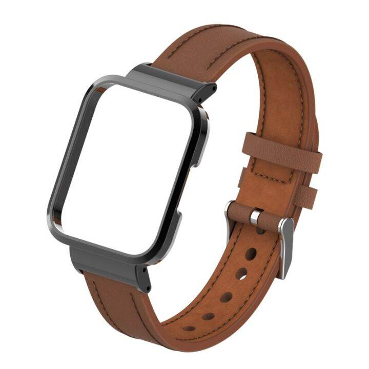 นาฬิกา-xiaomi-redmi-สายหนังแท้2-lite-เคสเฟรมโลหะสำหรับ-xiomi-redmi-poco-watch-2-lite-สายรัดข้อมือ