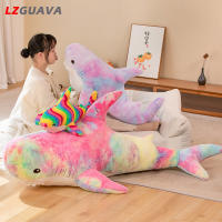 Lzguava RC Plush รุ้งของเล่นตุ๊กตาฉลามหมอนนุ่มยัดไส้ฉลามสีสันสดใสสำหรับเด็กของขวัญคริสต์มาสวันเกิด