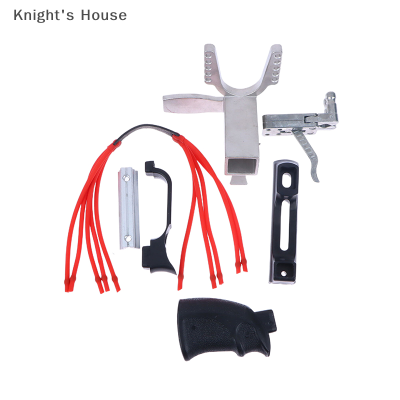 Knights House เครื่องหนังสติ๊กสแตนเลสชิ้นส่วนหนังสติ๊กก้านยาวเข็มขัดยางทริกเกอร์อุปกรณ์ล่าสัตว์