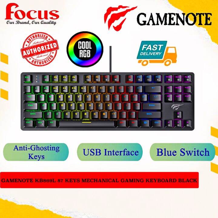 GAMENOTE KB869L USB RGB Backlit AntiGhosting 87 KEYS MECHANICAL GAMING