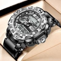 LIGE Mens Watches Military Clock Top Brand Luxury Sports Wristwatch LED Dual Display Watch Fashion Army Outdoor Waterproof Watch