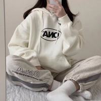 Hoodies Women Plus Velvet Warm Winter and Spring Soft Harajuku Chic Letter Couples Hoodie with Hat Basic Style Women long sleeve