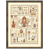 Romantic coffee time cross stitch kits pattern design 18ct 14ct 11ct light yellow canvas embroidery DIY needlework