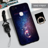 เคสซิลิโคนนิ่มสำหรับ VIVO Y75/V7/1718คลุมทั้งหมดสไตล์แฟชั่น,เคสป้องกันการตกหล่นกันรอยขีดข่วนฝามีที่ถือวงแหวนโทรศัพท์และเชือก