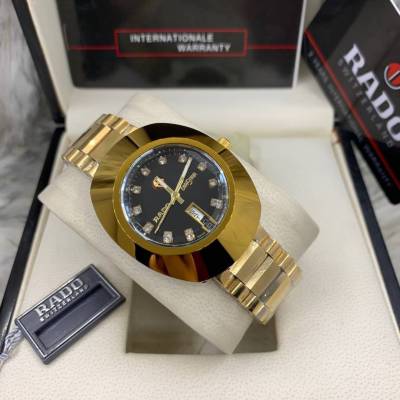 นาฬิกา ราโด้ รุ่น เดียสตาร์ หน้าปัดสีดำ gold dial diamond 36 mm automatic men’s Watch รับประกันภาพถ่ายจากสินค้าจริง