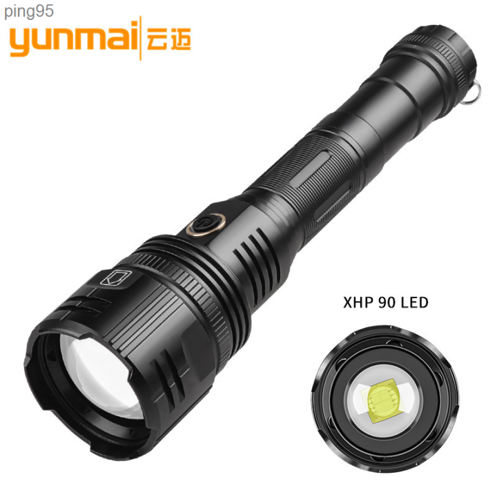 XHP90 Flashlight Rechargeable Zoom Detachable 30W LED White Laser Long