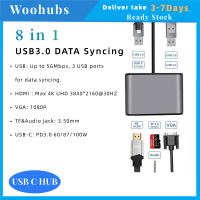 [COD]Woohubs ยี่ห้อ ฮับ USB 3.0ชนิด C ฮับ HDMI 5Gbps พอร์ตการส่ง4K (USB 3.0 + USB 2.0X2 + ตำแหน่งบัตร TF + VGA + HDMI + USB-C + เสียง) ฮับพอร์ตหลายพอร์ต Type C ช่องเสียบ USB 3.0 Type-C เป็น HDMI