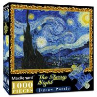 ปริศนา3-D Maxrenard 1000ชิ้นจิ๊กซอว์ภาพวาดที่มีชื่อเสียง Van Gogh The Starry Night Hiasan Dinding Rumah ของขวัญเกมสำหรับครอบครัว