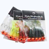 hot！【DT】 2Pcs/lot  jig hook 5g 6cm soft tail lure bait worm maggot silica tackle grub for perch Silicone