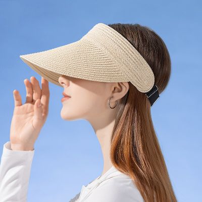 ม่านบังแดดกลางแจ้งของผู้หญิงสำหรับฤดูใบไม้ผลิและฤดูร้อนหมวกฟางแฟชั่นหมวกลิ้นเป็ดหมวกขอบใหญ่ G37