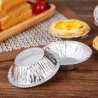 100pcs Aluminum Foil Egg Tart Pan Molds Mini Pot Pie Bake Plate Disposable Baking Cups Round Tart Base Cupcake Case Tin Tray Set Baking Trays  Pans