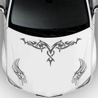 3PCS Fashion Fire Totems Car Stickers Creative Decoration Front Cover Car Sports Wings Hood Stripe Sticker Auto Parts