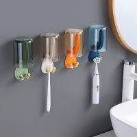 【CC】 Toothbrush Holders Bracket Wall Mounted Cup Traceless Racks Hanger Punch-Free Cartoon Hanging Shelf