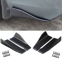 Universal 35cm Length Car Spoiler Lateral Front Bumper Rear Side Skirt Lip Rocker Wings Glossy Black Protection Trims Styling Cables