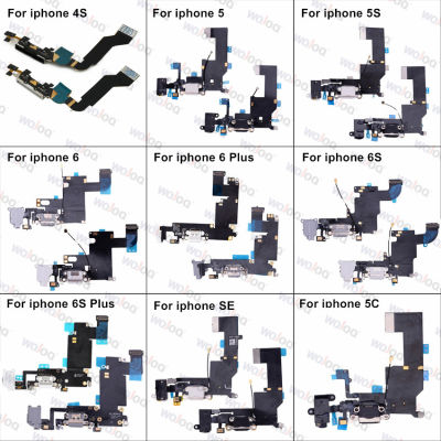 แท่นชาร์จสำหรับ Iphone 4S 5 6 6S Plus ปลั๊กชาร์จพอร์ต Usb สายเคเบิลงอได้อะไหล่ซ่อมไมโครโฟนพร้อมไมโครโฟน